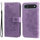 iPhone 16/17 Series Seven - petal Flowers Embossing Leather Phone Case