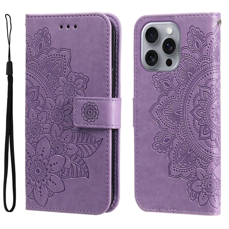 iPhone 16/17 Series Seven - petal Flowers Embossing Leather Phone Case