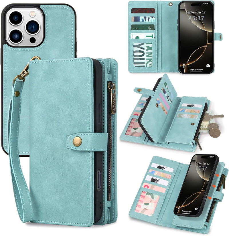 iPhone 16,Detachable Magnetic Phone Case, PU Leather All - Round Protective Case Blue - Gorilla Cases