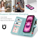 iPhone 16,Detachable Magnetic Phone Case, PU Leather All - Round Protective Case Blue