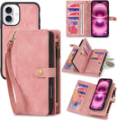 iPhone 16,Detachable Magnetic Phone Case, PU Leather All - Round Protective Case Blue