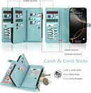 iPhone 16,Detachable Magnetic Phone Case, PU Leather All - Round Protective Case Blue