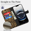 iPhone 16E Stylish Leopard Print Wallet Case