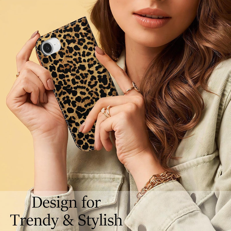 iPhone 16E Stylish Leopard Print Wallet Case - Gorilla Cases