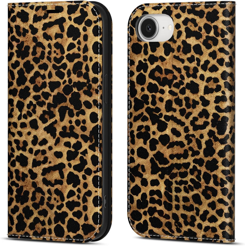 iPhone 16E Stylish Leopard Print Wallet Case - Gorilla Cases
