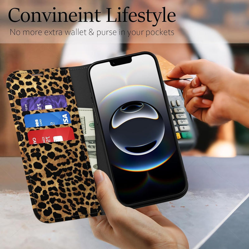 iPhone 16E Stylish Leopard Print Wallet Case - Gorilla Cases