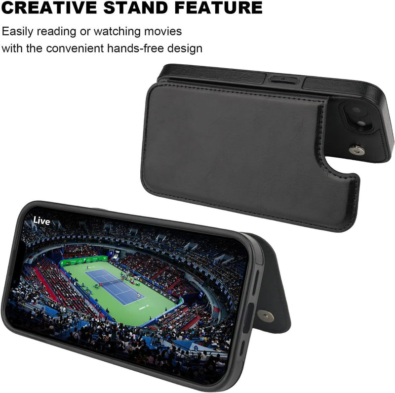 iPhone 16E Wallet Leather Kickstand with Card Holder Wallet Case - Gorilla Cases