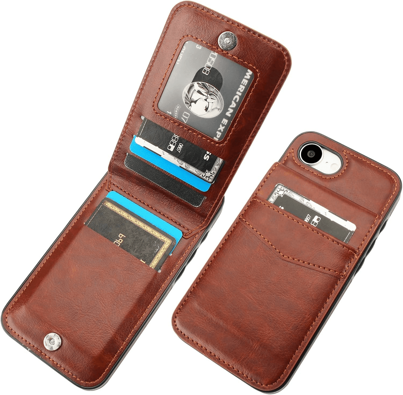 iPhone 16E Wallet Premium Leather Case with Credit Card