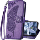 iPhone 16E Women’s Flip Folio Purple Butterfly Embossed Wallet Case