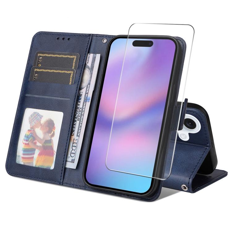 iPhone 17 Calf Texture Leather Wallet Case with Card Slot