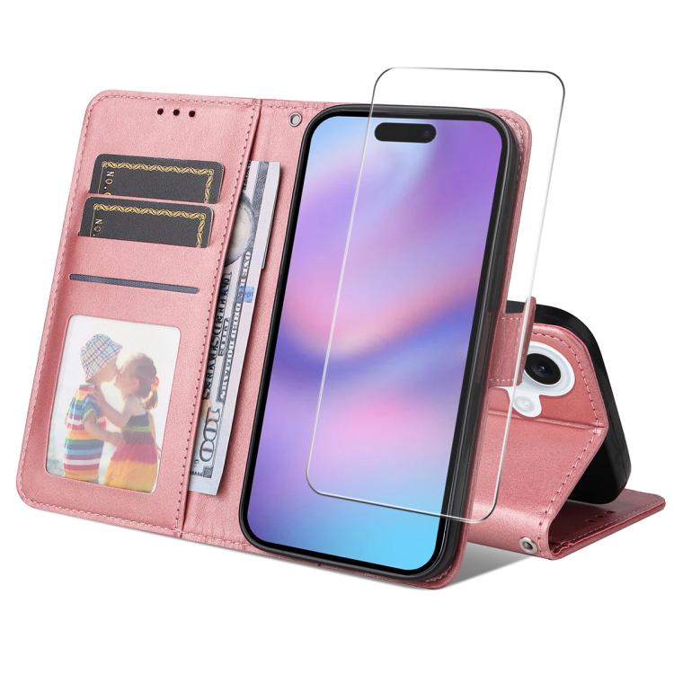 iPhone 17 Calf Texture Leather Wallet Case with Card Slot