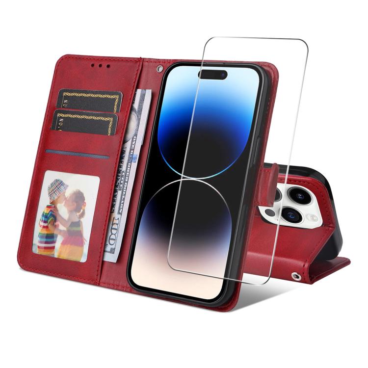 iPhone 17 Calf Texture Leather Wallet Case with Card Slot