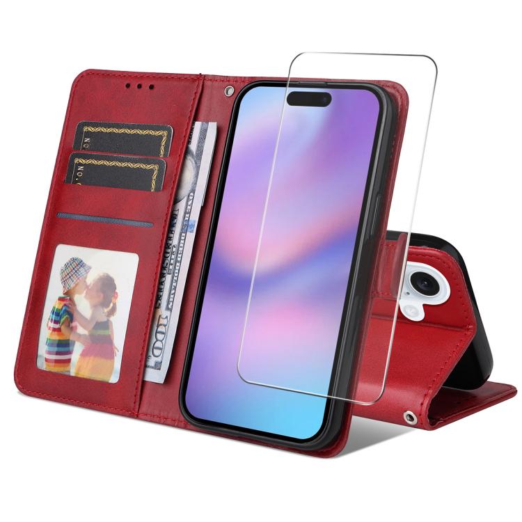 iPhone 17 Calf Texture Leather Wallet Case with Card Slot