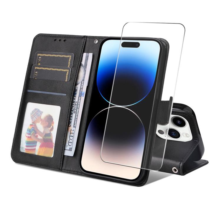 iPhone 17 Calf Texture Leather Wallet Case with Card Slot