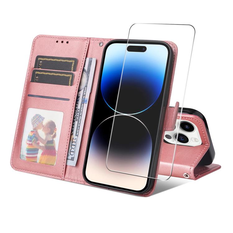 iPhone 17 Calf Texture Leather Wallet Case with Card Slot