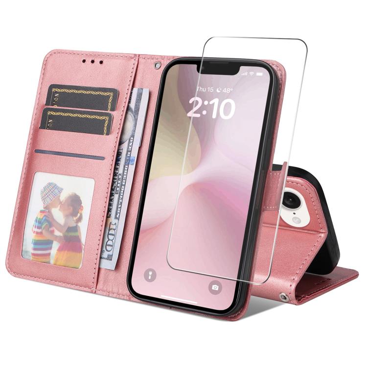 iPhone 17 Calf Texture Leather Wallet Case with Card Slot