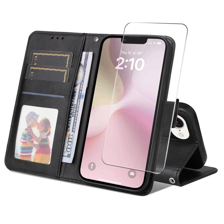 iPhone 17 Calf Texture Leather Wallet Case with Card Slot