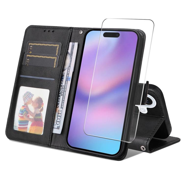iPhone 17 Calf Texture Leather Wallet Case with Card Slot