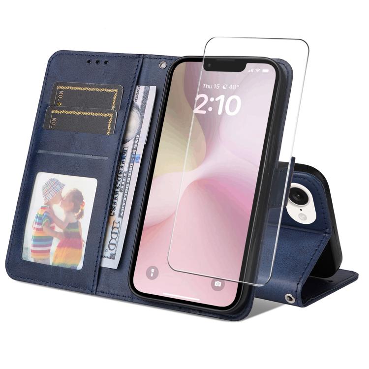 iPhone 17 Calf Texture Leather Wallet Case with Card Slot