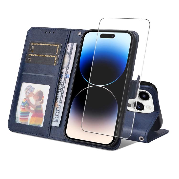 iPhone 17 Calf Texture Leather Wallet Case with Card Slot