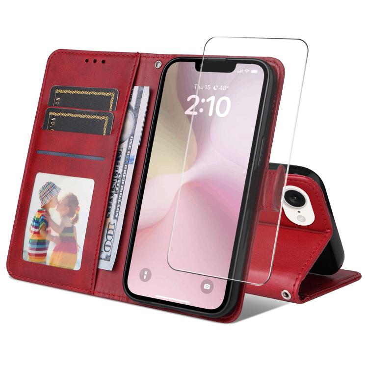 iPhone 17 Calf Texture Leather Wallet Case with Card Slot