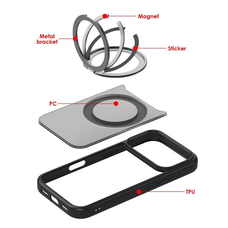 iPhone 17 Frosted MagSafe Holder Acrylic Hybrid TPU Phone Case