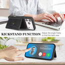 iPhone 17 Magnetic Button Card Bag MagSafe Ring Leather Phone Case