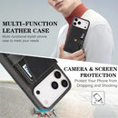 iPhone 17 Magnetic Button Card Bag MagSafe Ring Leather Phone Case