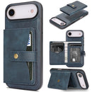 iPhone 17 Magnetic Button Card Bag MagSafe Ring Leather Phone Case