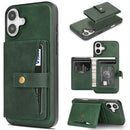 iPhone 17 Magnetic Button Card Bag MagSafe Ring Leather Phone Case