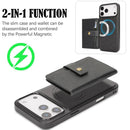 iPhone 17 Magnetic Button Card Bag MagSafe Ring Leather Phone Case
