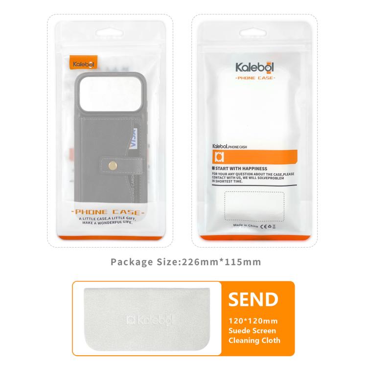 iPhone 17 Magnetic Button Card Bag MagSafe Ring Leather Phone Case