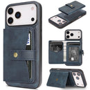 iPhone 17 Magnetic Button Card Bag MagSafe Ring Leather Phone Case