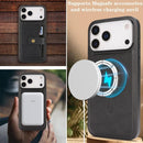 iPhone 17 Magnetic Button Card Bag MagSafe Ring Leather Phone Case
