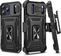 iPhone 17 Pro Max Case with Belt Clip Holster and Kickstand Black