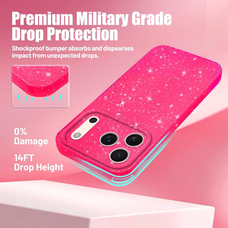iPhone 17 Pro Max hot pink glitter sparkle case