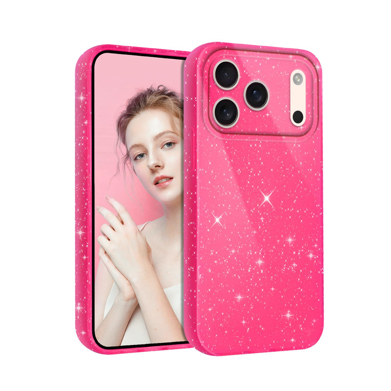 iPhone 17 Pro Max hot pink glitter sparkle case