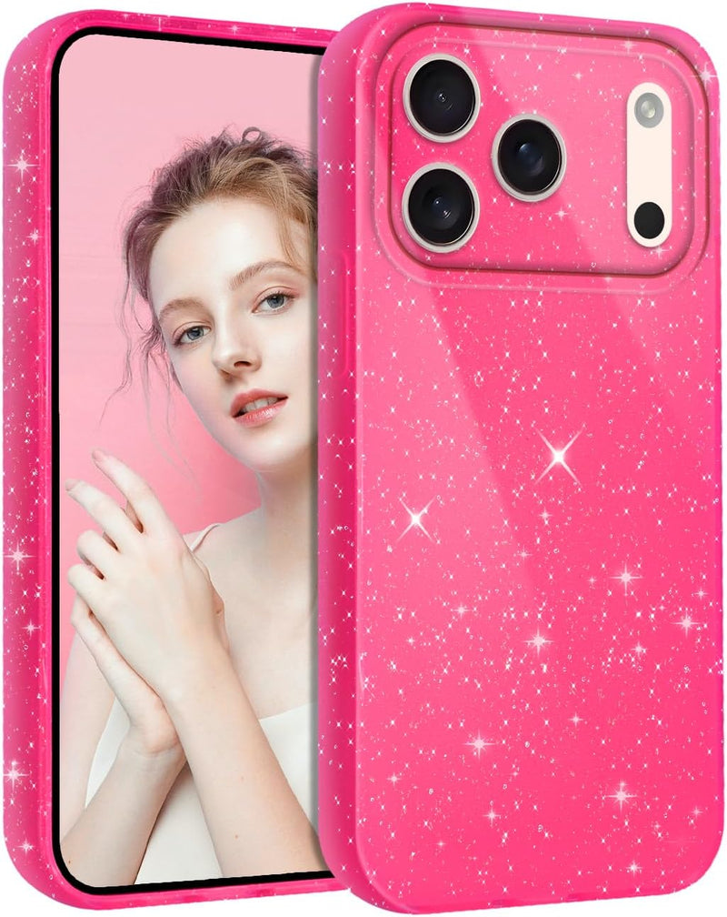 iPhone 17 Pro Max hot pink glitter sparkle case