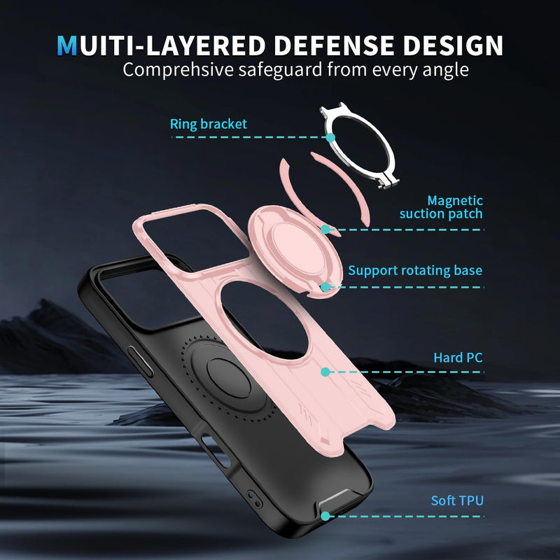 iPhone 17 Pro Max magnetic ring stand case pink