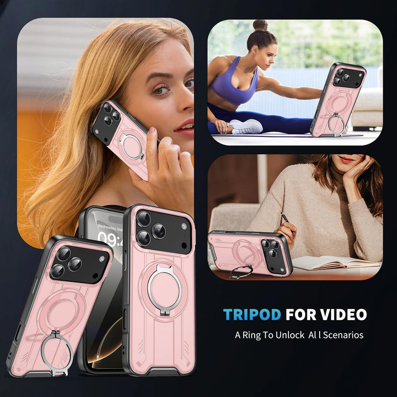 iPhone 17 Pro Max magnetic ring stand case pink