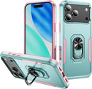 iPhone 17 Pro Max shockproof ring stand case green pink