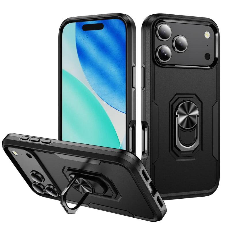 iPhone 17 Pro Max shockproof ring stand case green pink