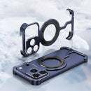 iPhone 17 Pro Metal Frameless Magnetic Armor Case with Kickstand