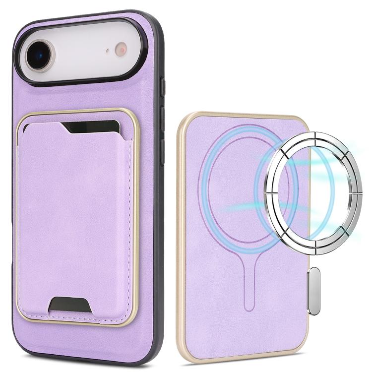 iPhone 17 Slim MagSafe Ring Magnetic Card Bag Leather Phone Case