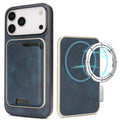 iPhone 17 Slim MagSafe Ring Magnetic Card Bag Leather Phone Case