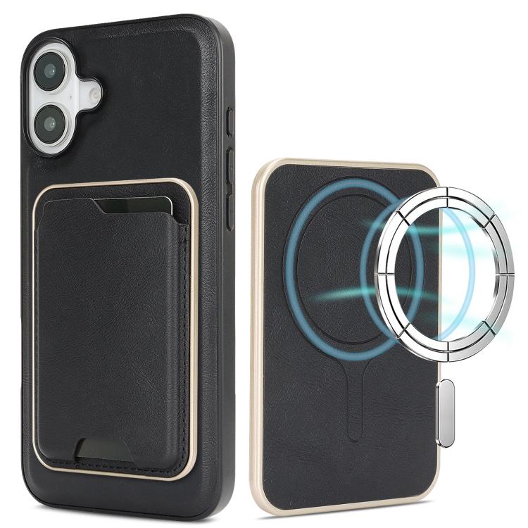 iPhone 17 Slim MagSafe Ring Magnetic Card Bag Leather Phone Case