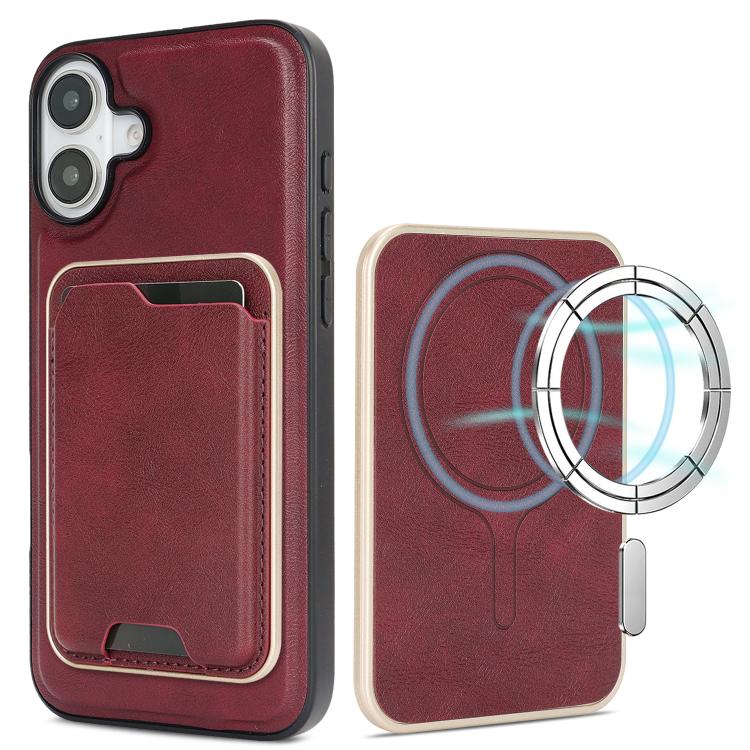 iPhone 17 Slim MagSafe Ring Magnetic Card Bag Leather Phone Case