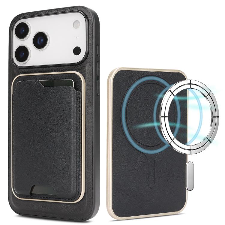 iPhone 17 Slim MagSafe Ring Magnetic Card Bag Leather Phone Case