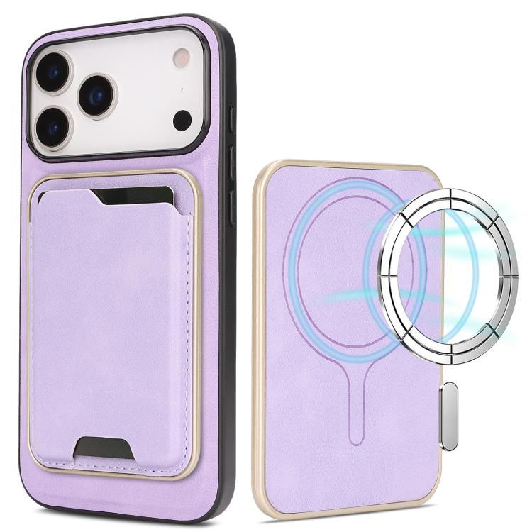 iPhone 17 Slim MagSafe Ring Magnetic Card Bag Leather Phone Case