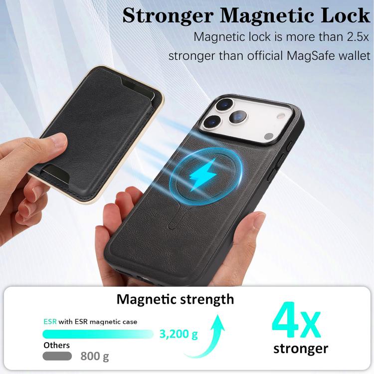 iPhone 17 Slim MagSafe Ring Magnetic Card Bag Leather Phone Case